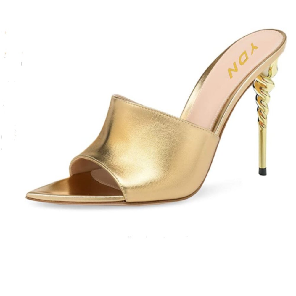 YDN Women Sexy Open Pointed Toe Slide Mules Sandal